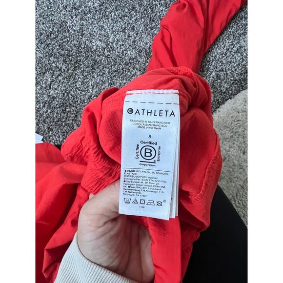 Athleta Trekkie high rise patachute pants orangey red color women's size 8 - Picture 7 of 7